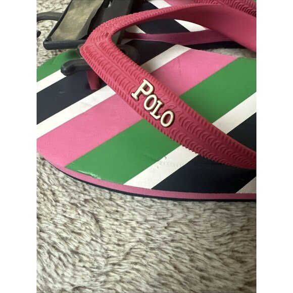 Polo Ralph Lauren Junior Flip Flops Pink Size 7 Sandal. - Picture 8 of 16
